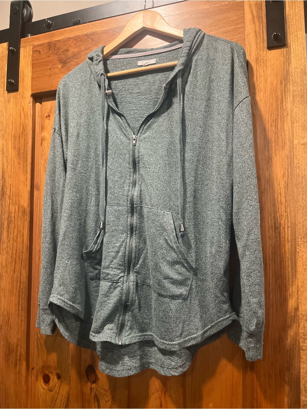 Maurices Heathered Teal Full-Zip Hooded Sweatshirt